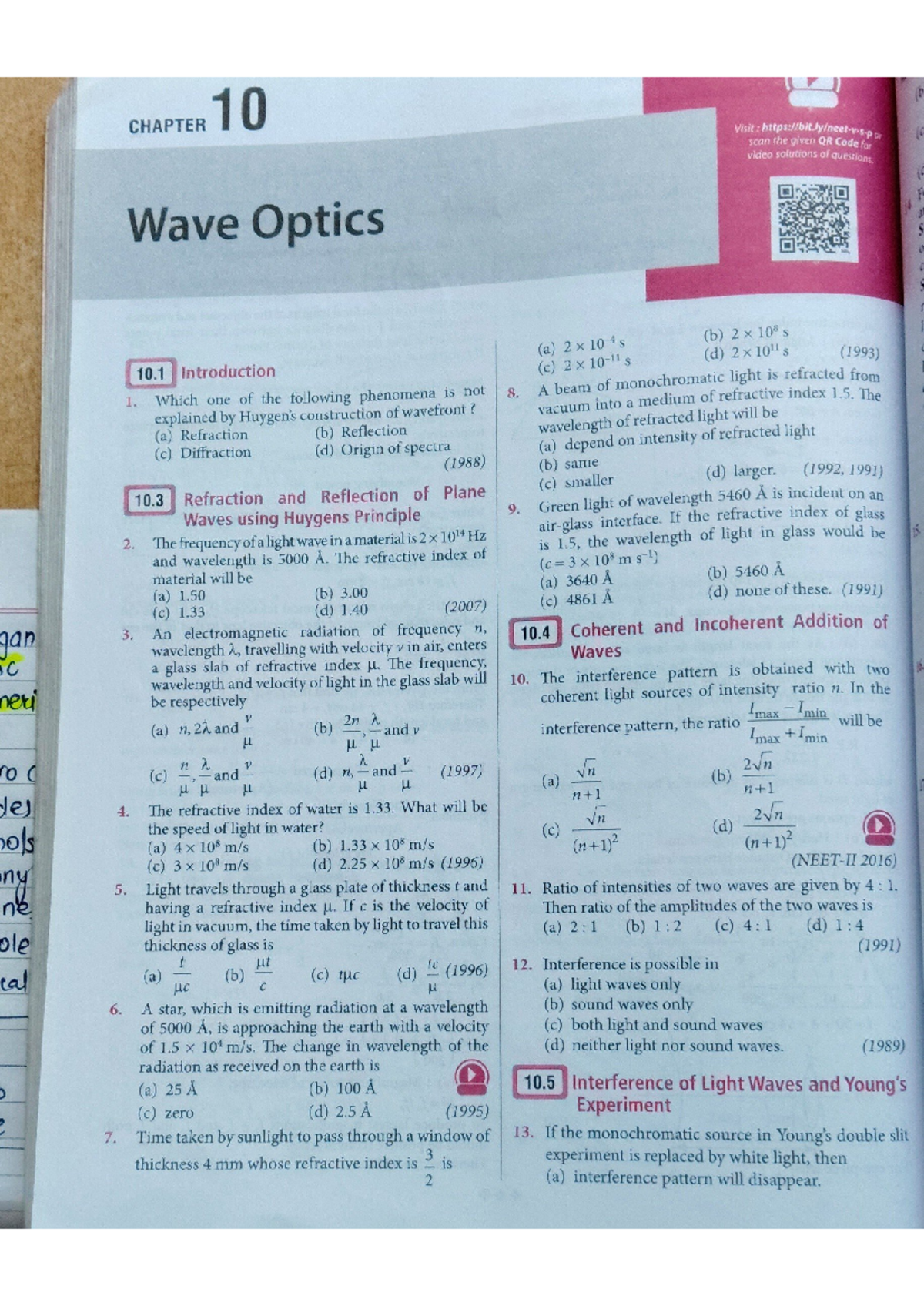 CHAPTER 1 Wave Optics: PYQs and Key Concepts - Studocu