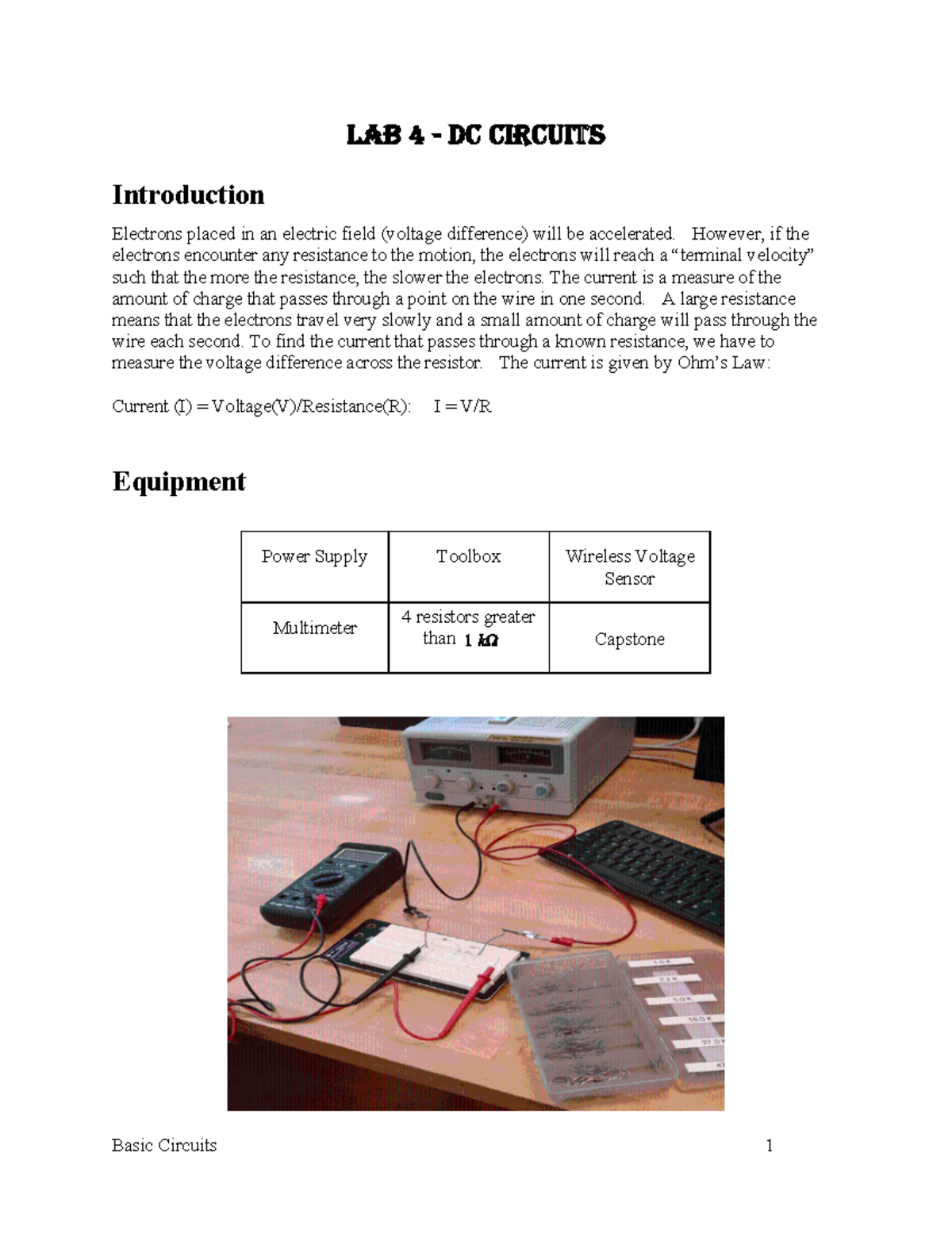 Lab 4 Circuits Lab 2021 - Lecture notes 19 - LAB 4 - DC CIRCUITS ...