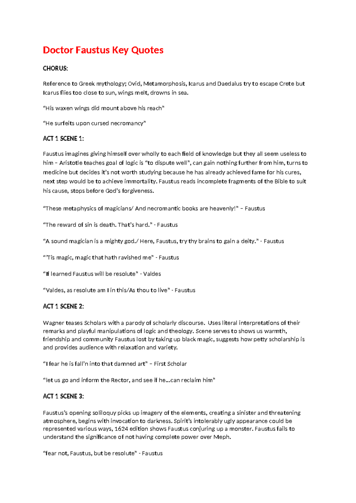Doctor Faustus Key Quotes Analysis: Themes & Character Insights - Studocu