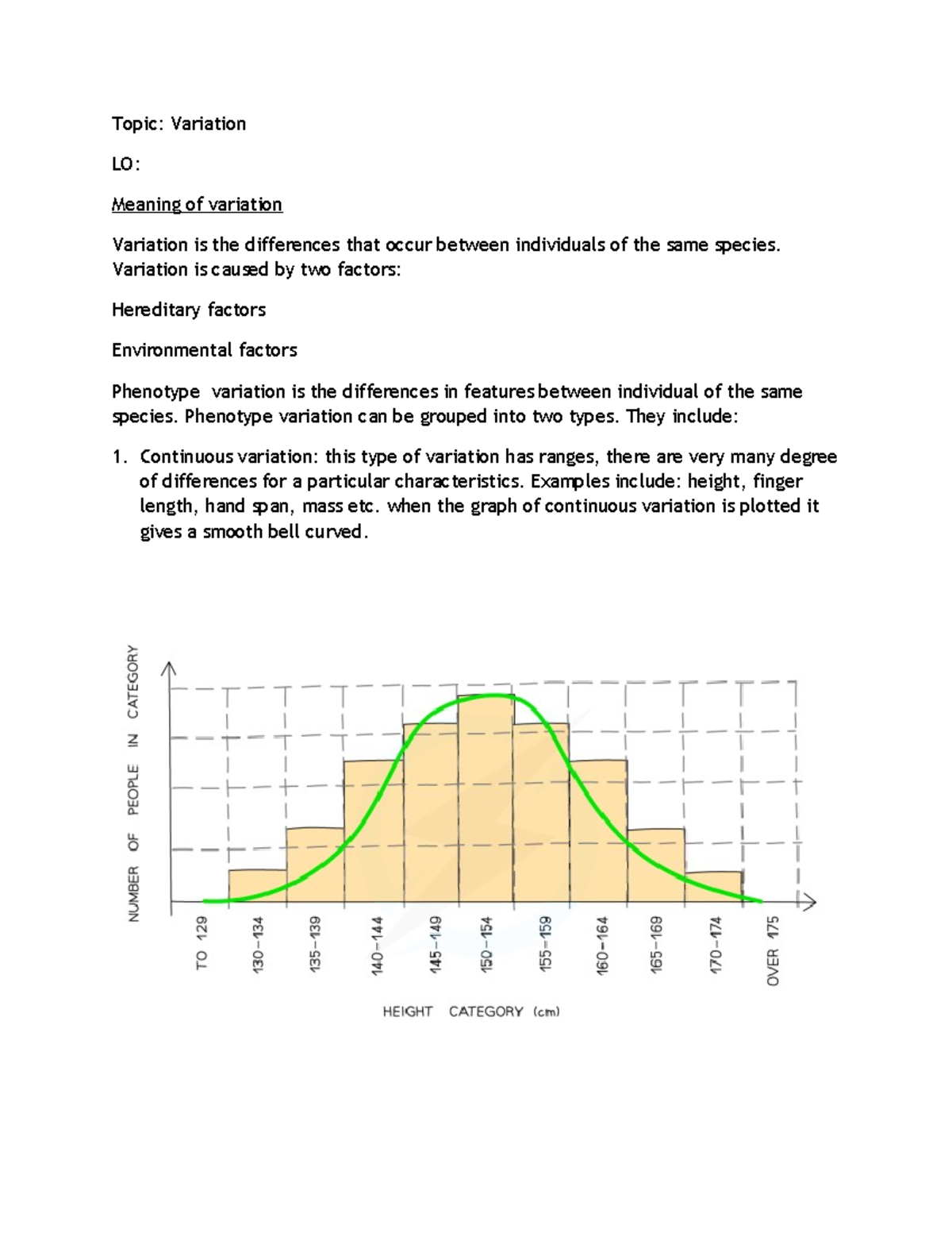 Year 9 Variation Study Notes - Biology SSS - Studocu