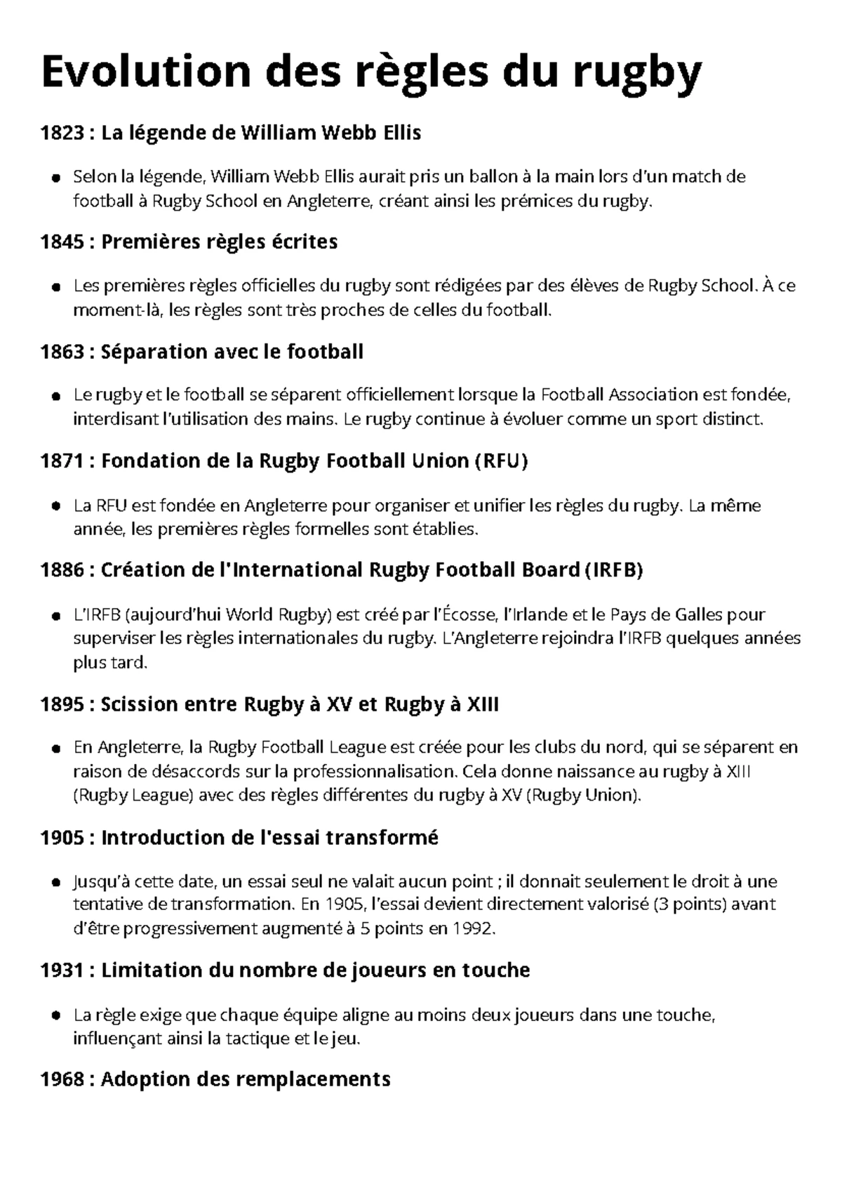 Fiche de Révision Rugby – Staps L1 🏉 - Fiche de Révision Rugby – STAPS ...