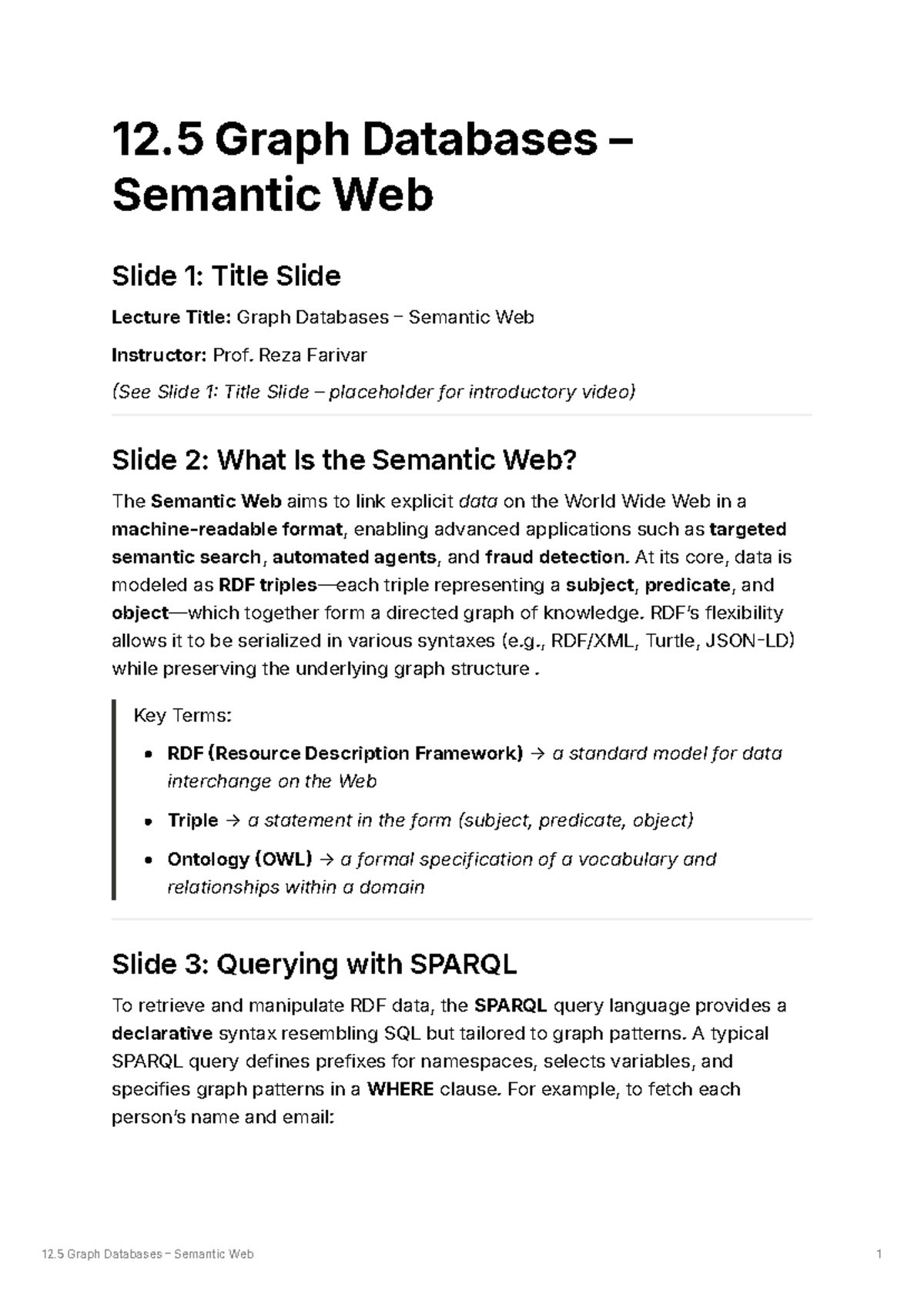 12.5 Lecture Notes on Graph Databases & Semantic Web - Studocu