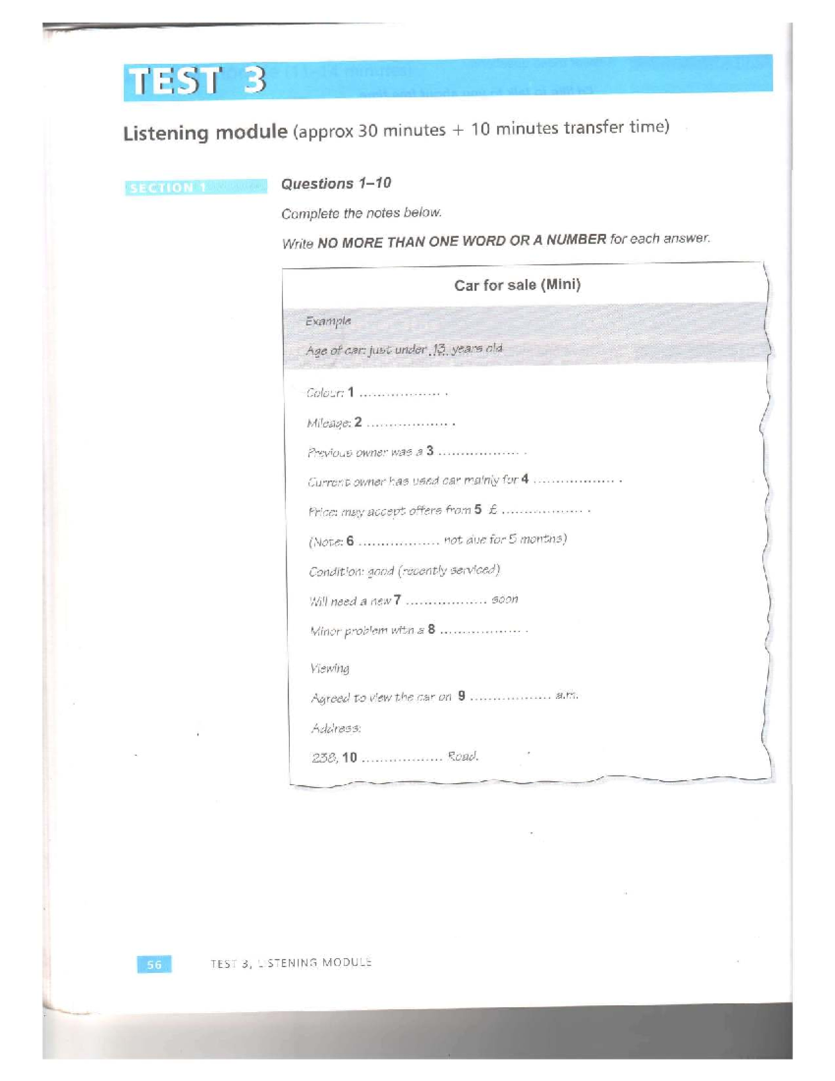 TEST 3 Listening Module: Key Insights and Questions - Studocu