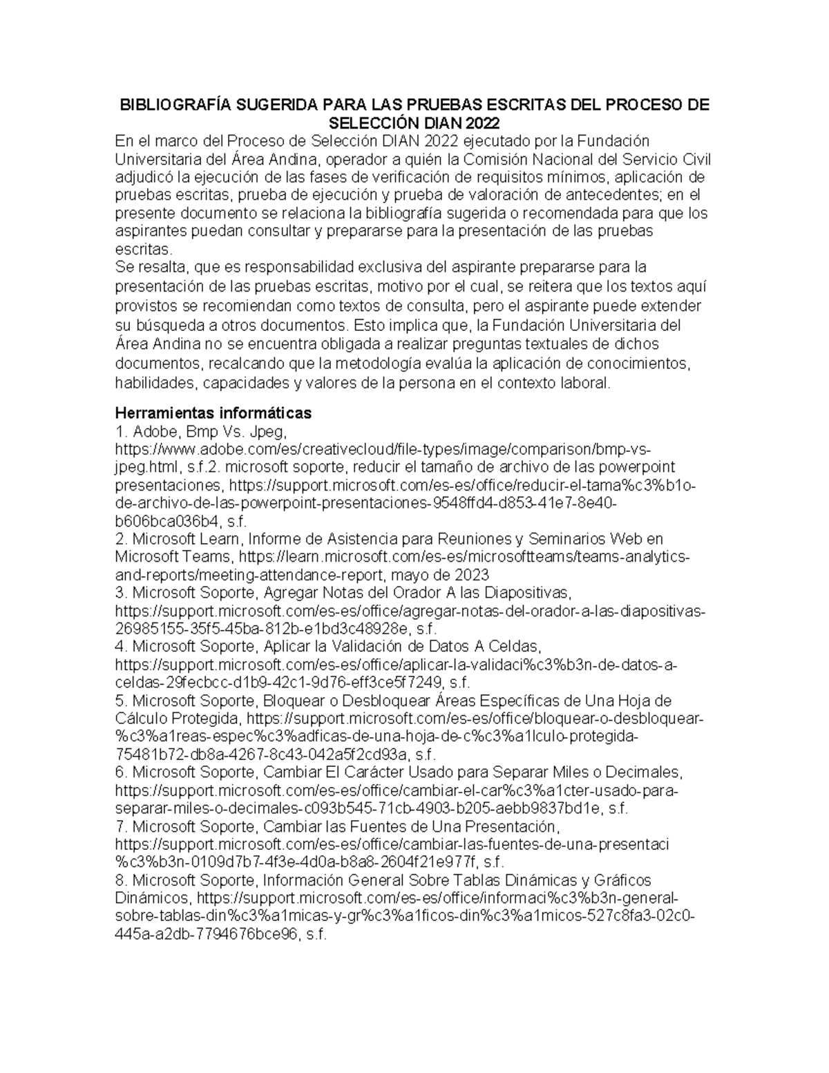 Bibliografía Sugerida para las Pruebas Escritas DIAN 2022 - Studocu