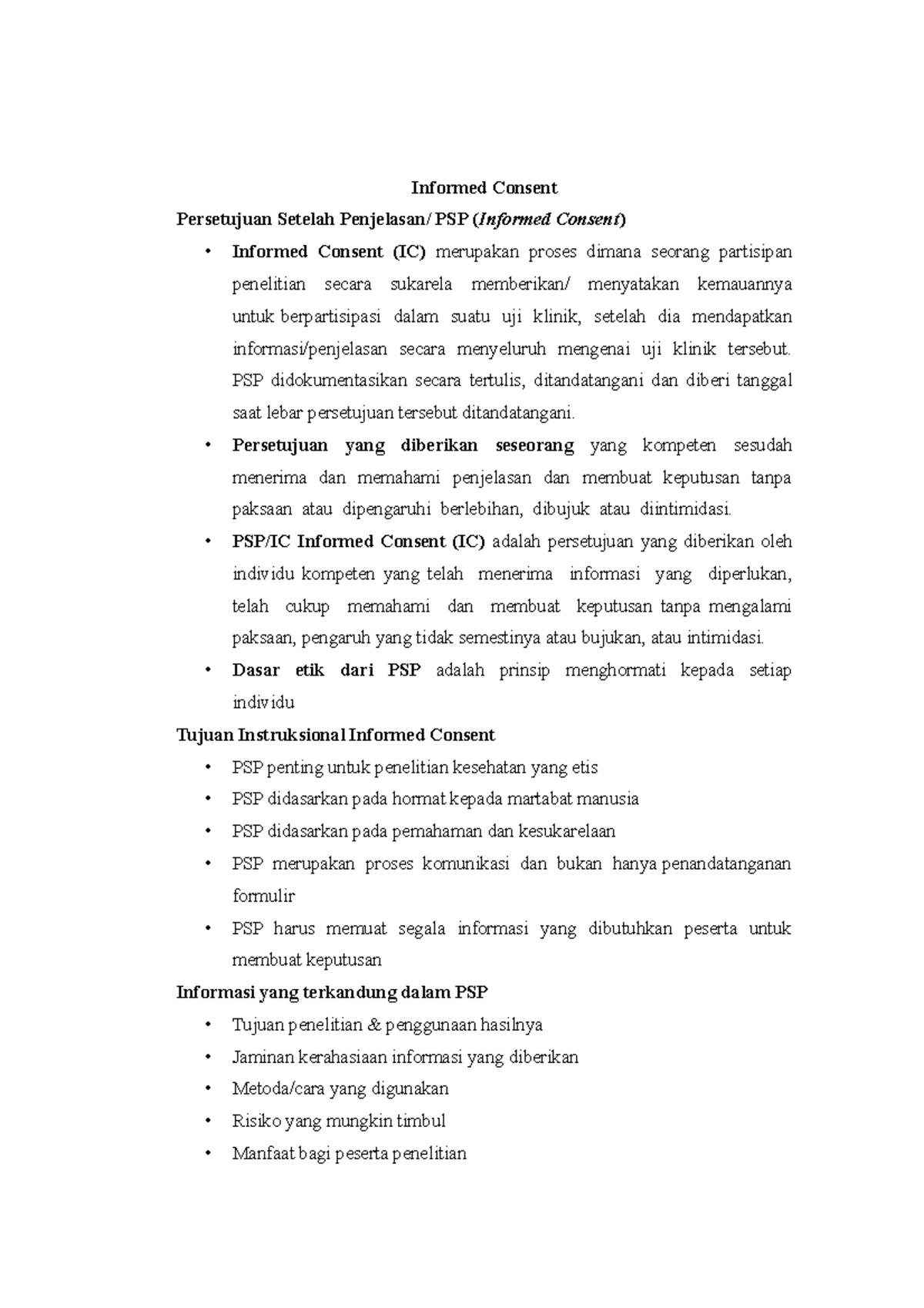 Persetujuan Setelah Penjelasan (PSP) untuk Informed Consent dalam ...