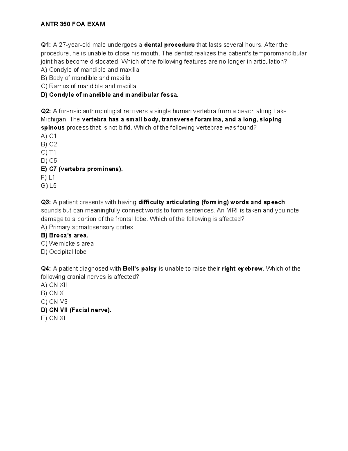 ANTR 350 Final Exam Review: Key Questions & Answers - Studocu