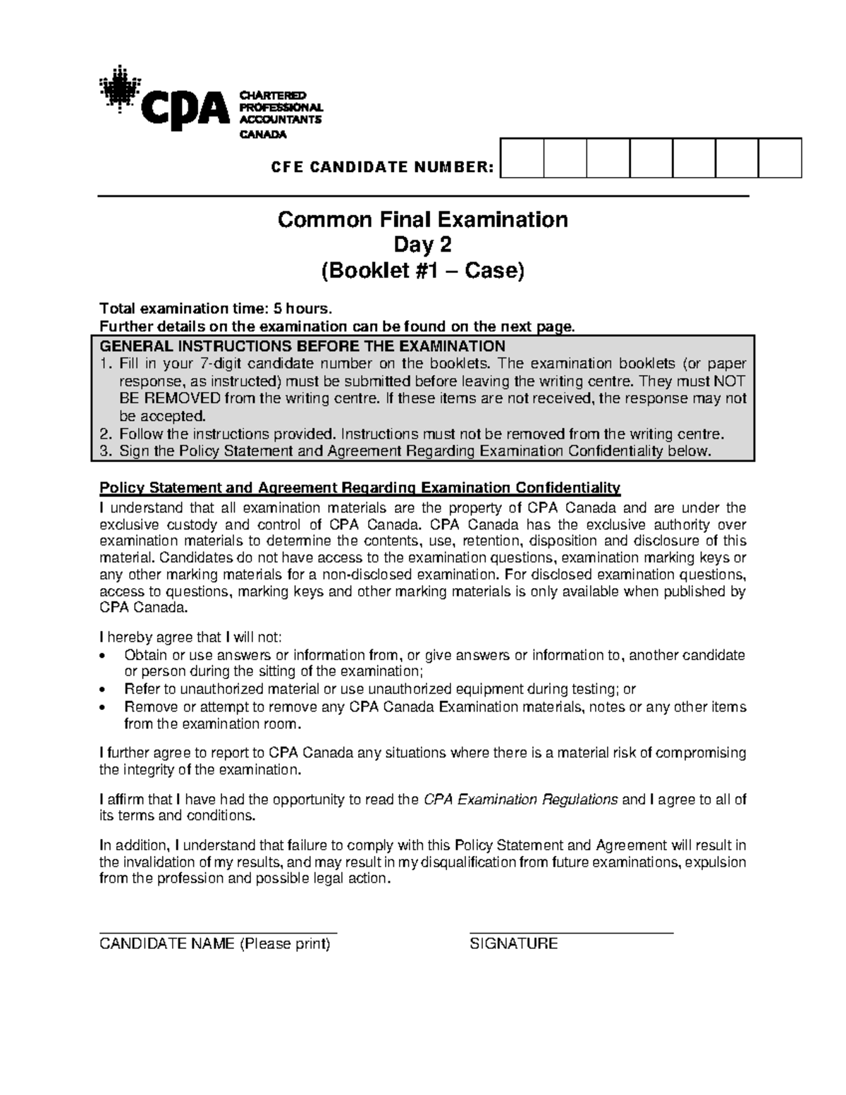 CFE-2020 Common Final Examination Day 2 Simulation Booklet #1 - Studocu
