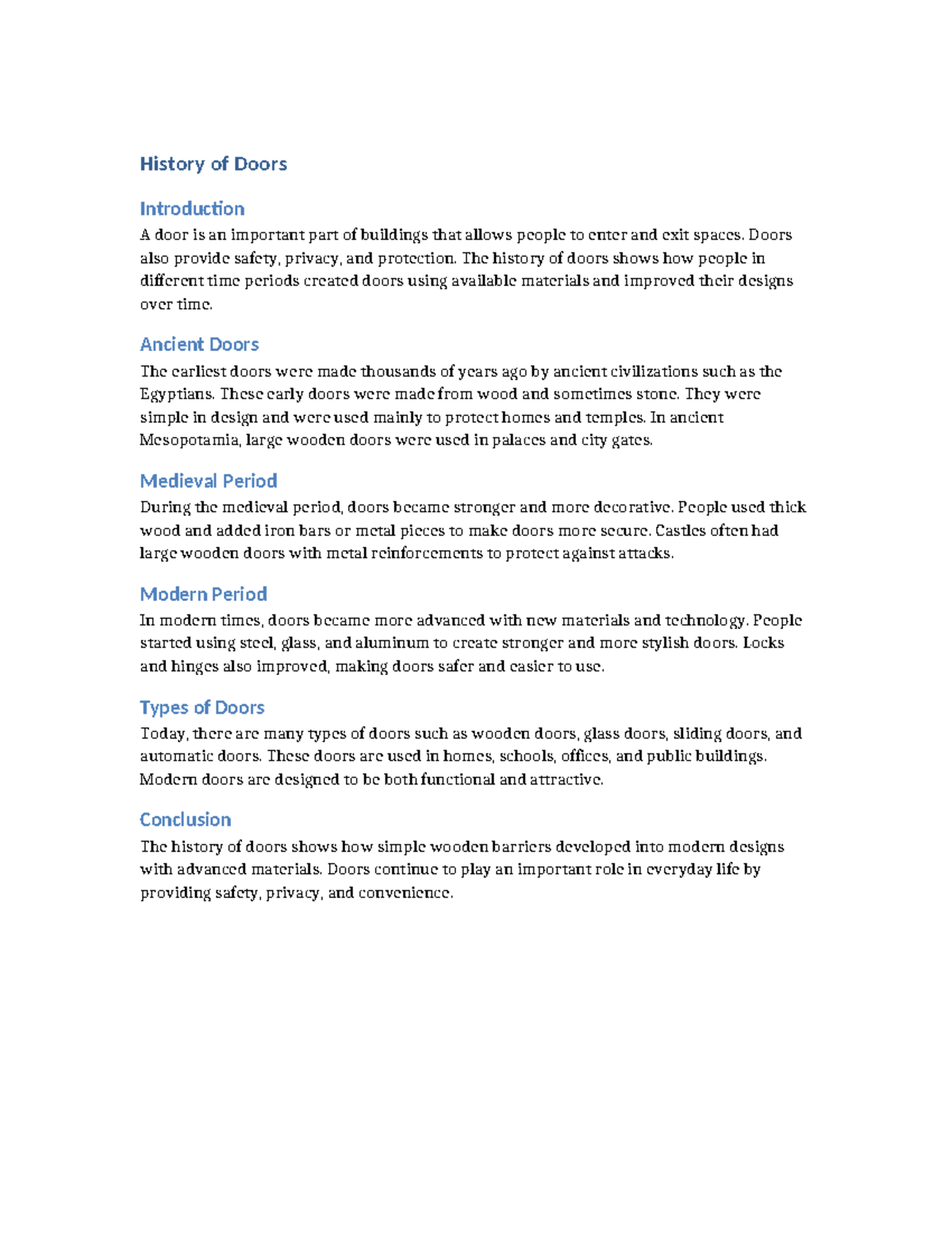 History of Doors: Evolution from Ancient to Modern Designs - Acad - Studocu
