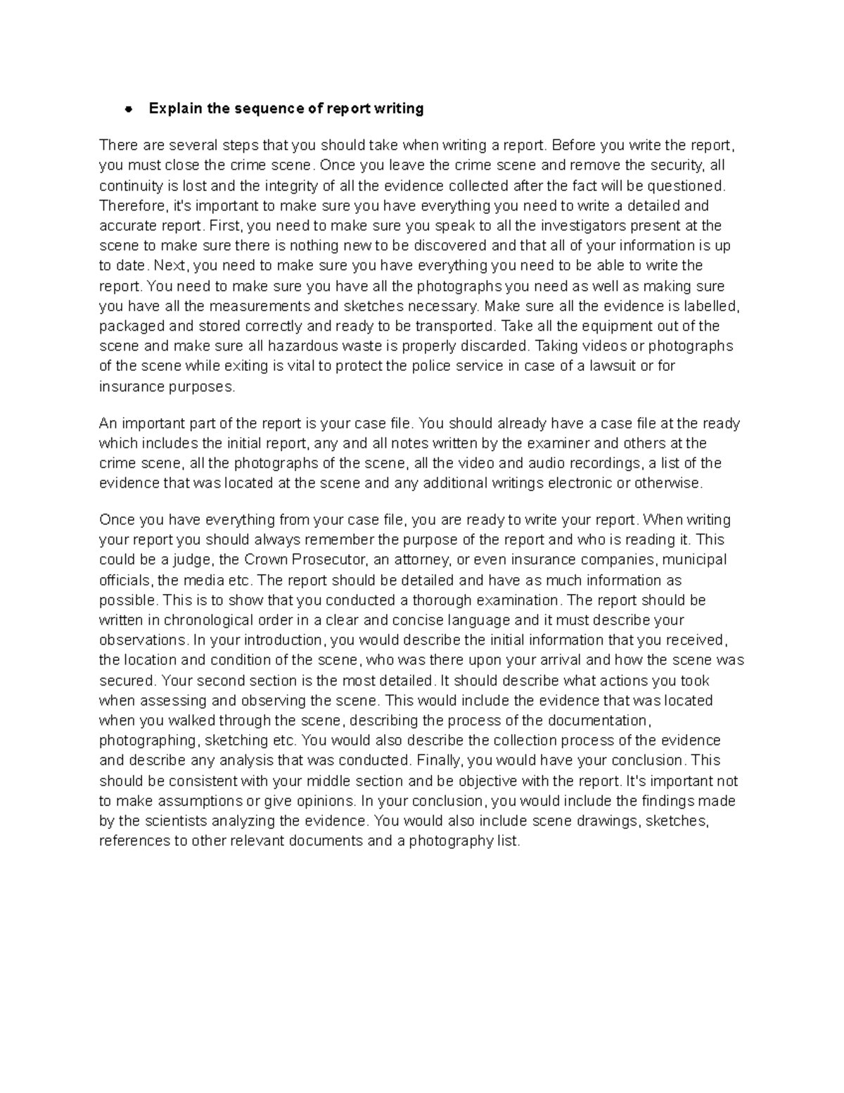 Report Writing Sequence: Steps to Crafting a Comprehensive Report - Studocu