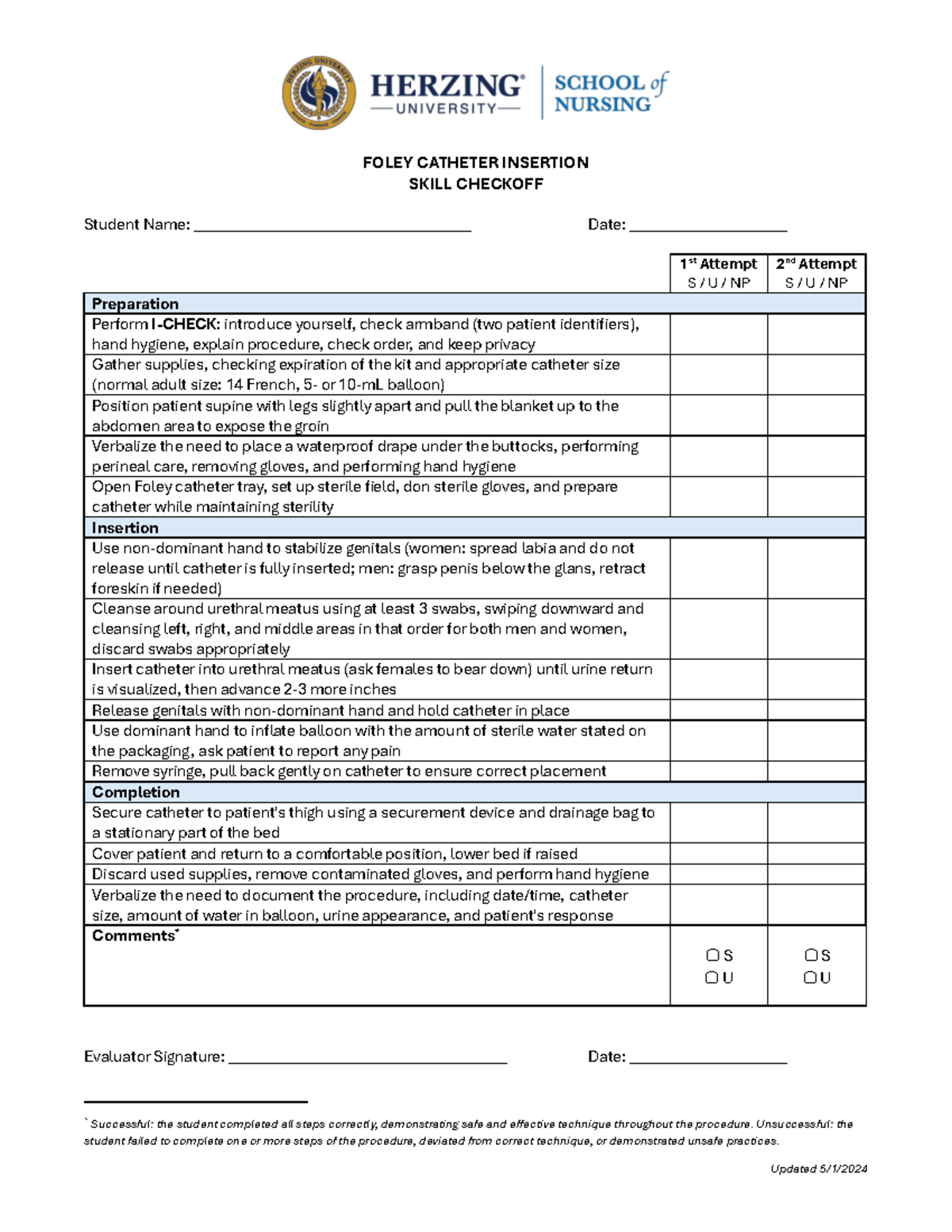 Foley Catheter Insertion Skill Checkoff Guide - Updated 5/1 - Studocu