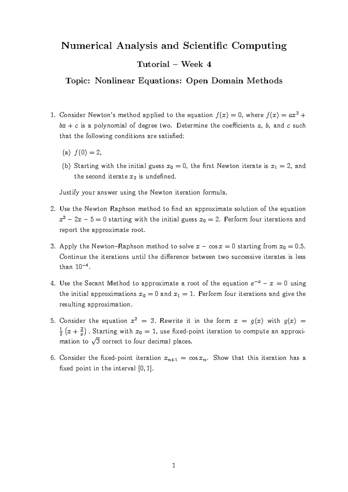 NASC Tutorial 4: Nonlinear Equations & Iterative Methods - Studocu