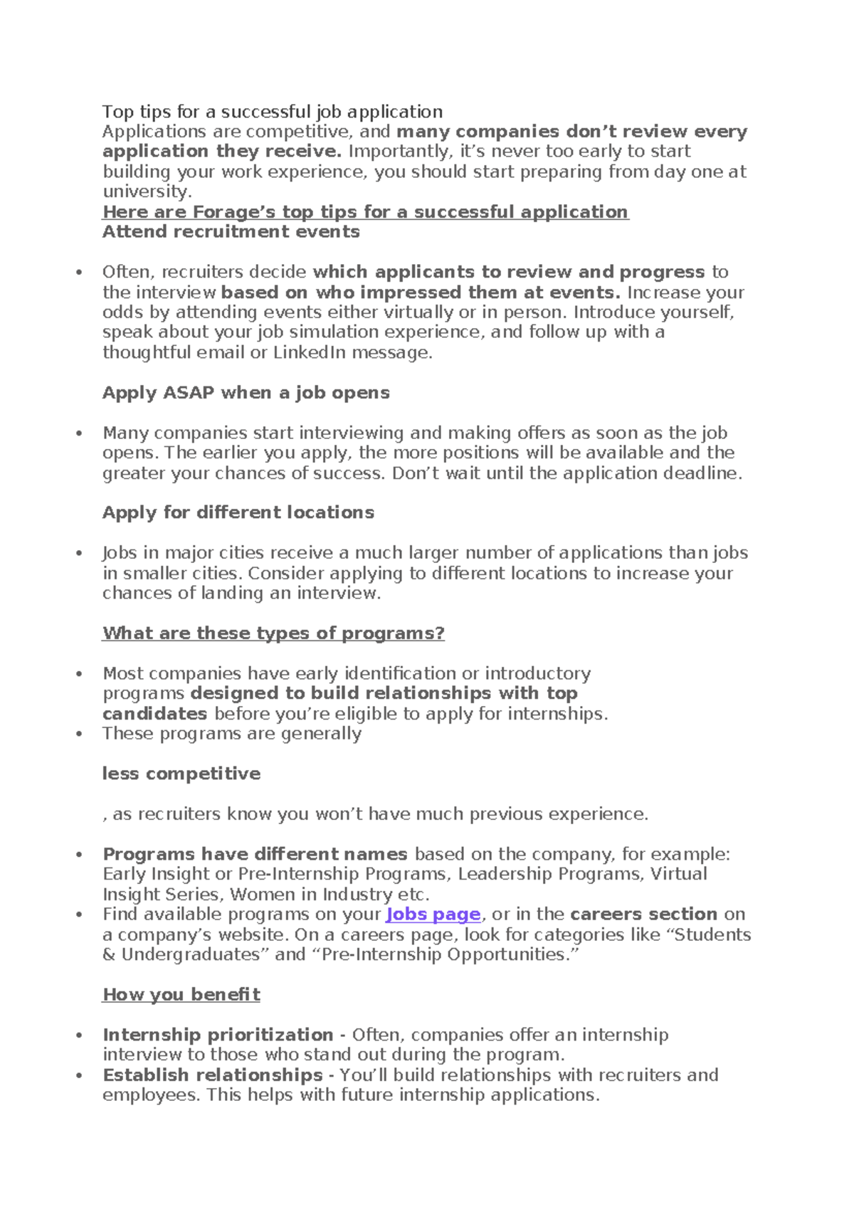 Top Tips for a Successful Job Application: A Guide for Students - Studocu