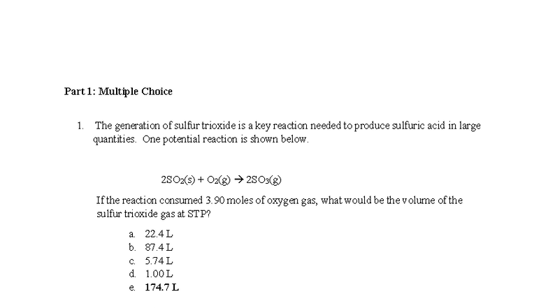 Chemistry 101 Exam III Practice Key - Fall 2019 - Studocu