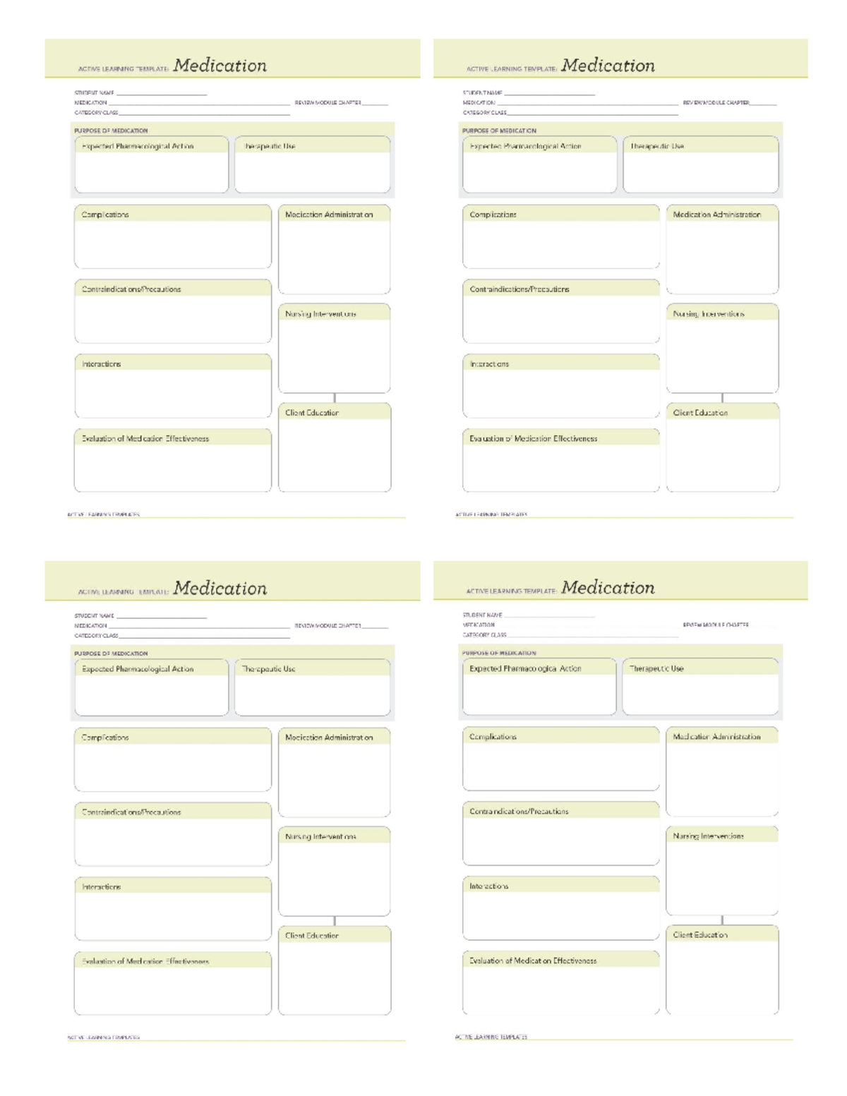 Drug Cards Template - Medication Review Module Guide - Studocu