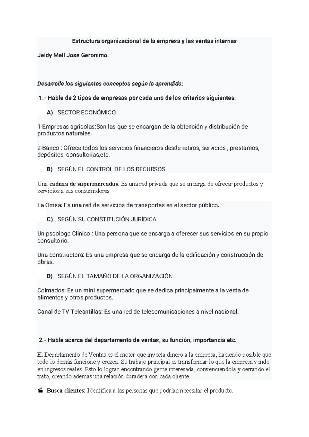 Estructura Organizacional y Estrategias de Ventas - Actividad 1 U2 ...