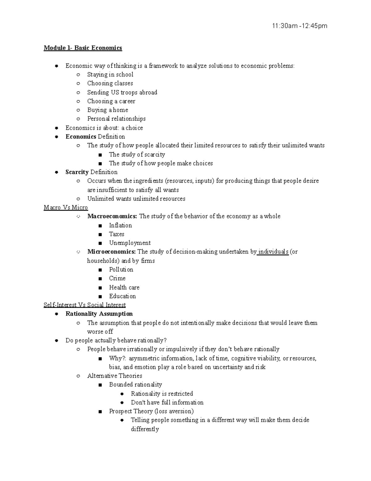 Econ 101 - Essential Notes for Exam 1 Preparation - Studocu