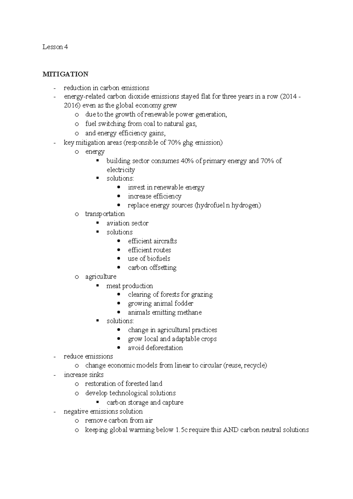 Week 1 Lesson 4: Mitigation Strategies and Policy Actions for Climate ...
