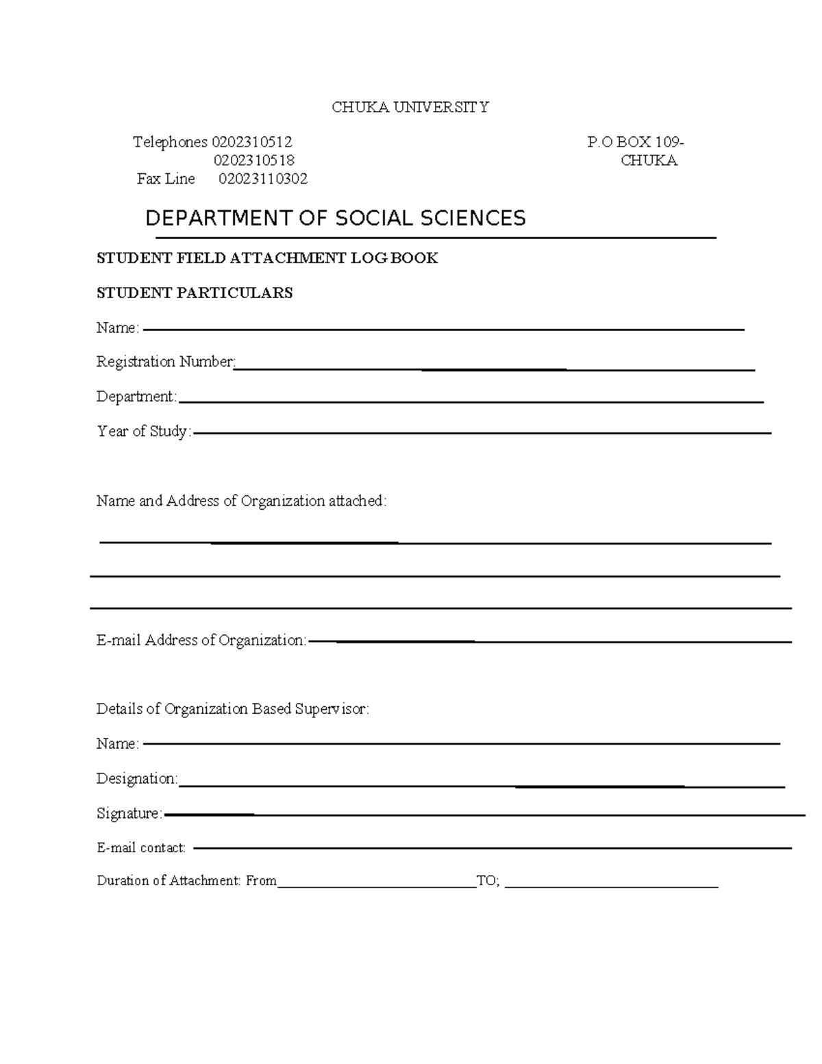 ICS 2400 Student Field Attachment Log Book for Systems Programming ...