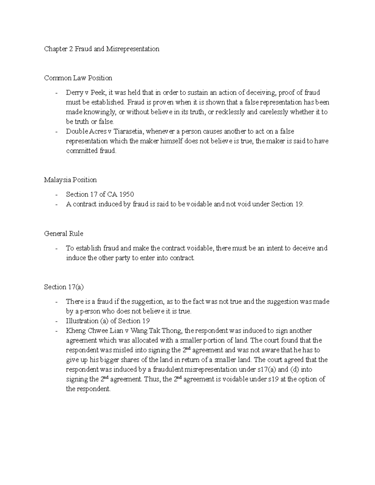 Chapter 2 Fraud and Misrepresentation - Chapter 2 Fraud and ...