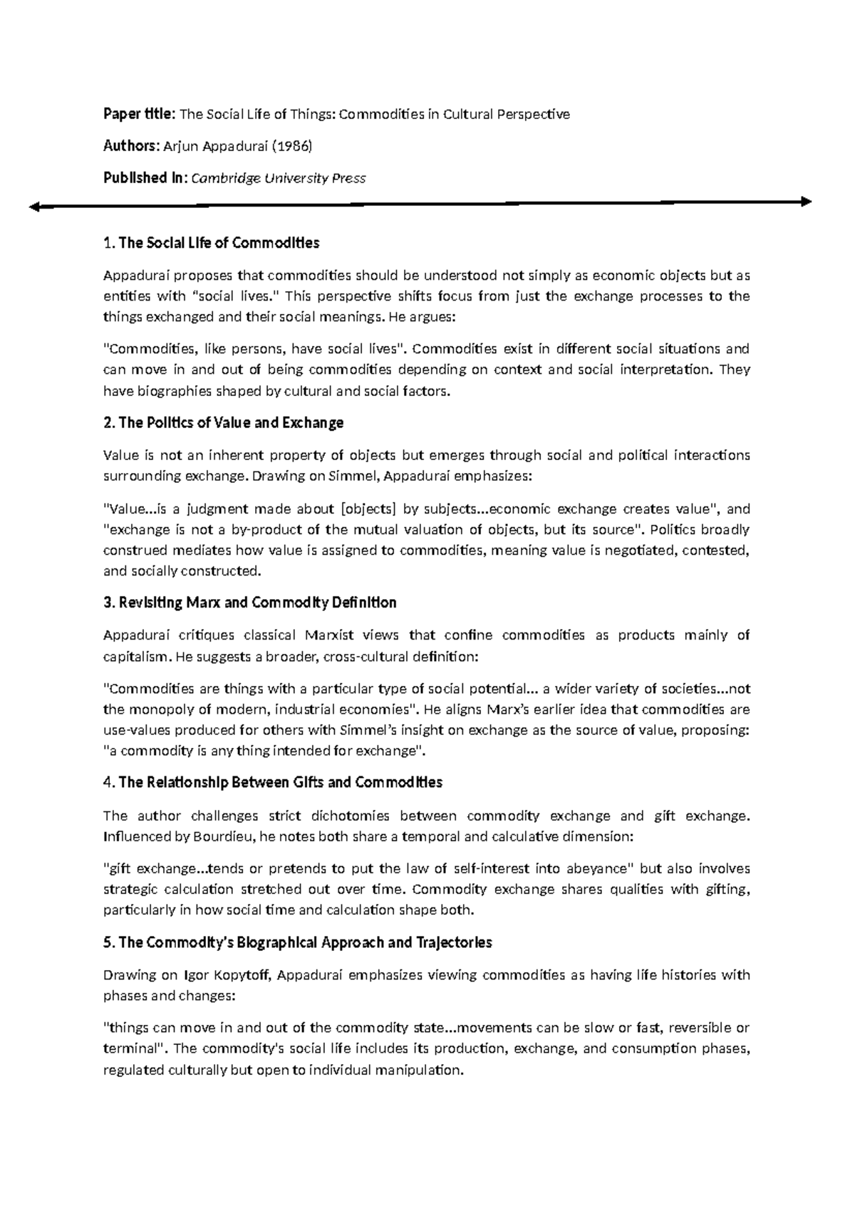 The Social Life of Things: Commodities in Cultural Perspective (1986 ...