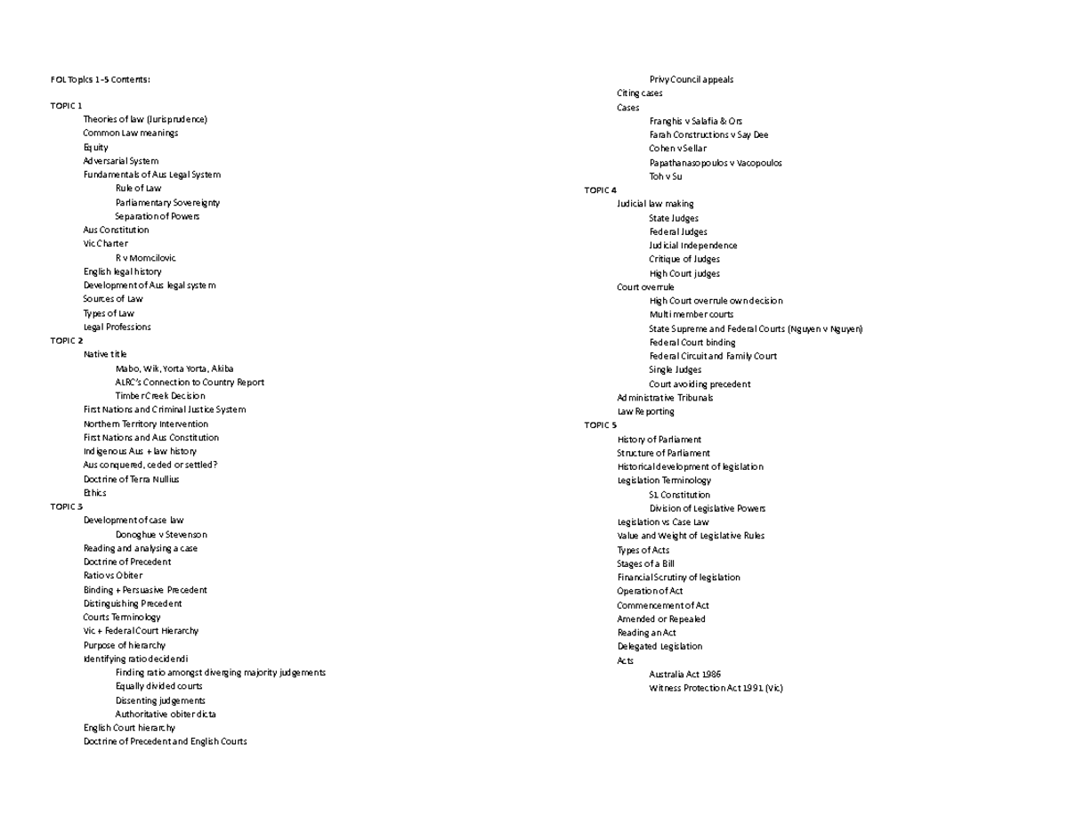 FOL Topics 1-5 Overview and Key Concepts - Studocu