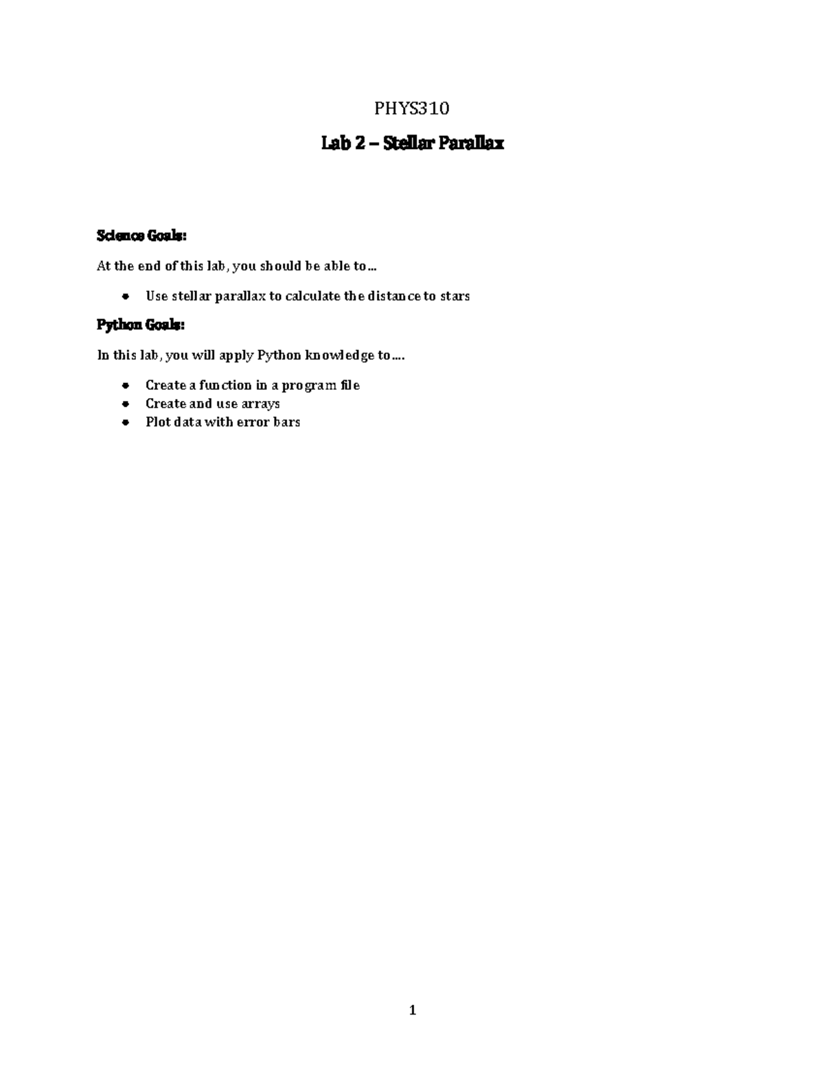 PHYS310 Lab 2: Stellar Parallax Analysis and Python Implementation ...
