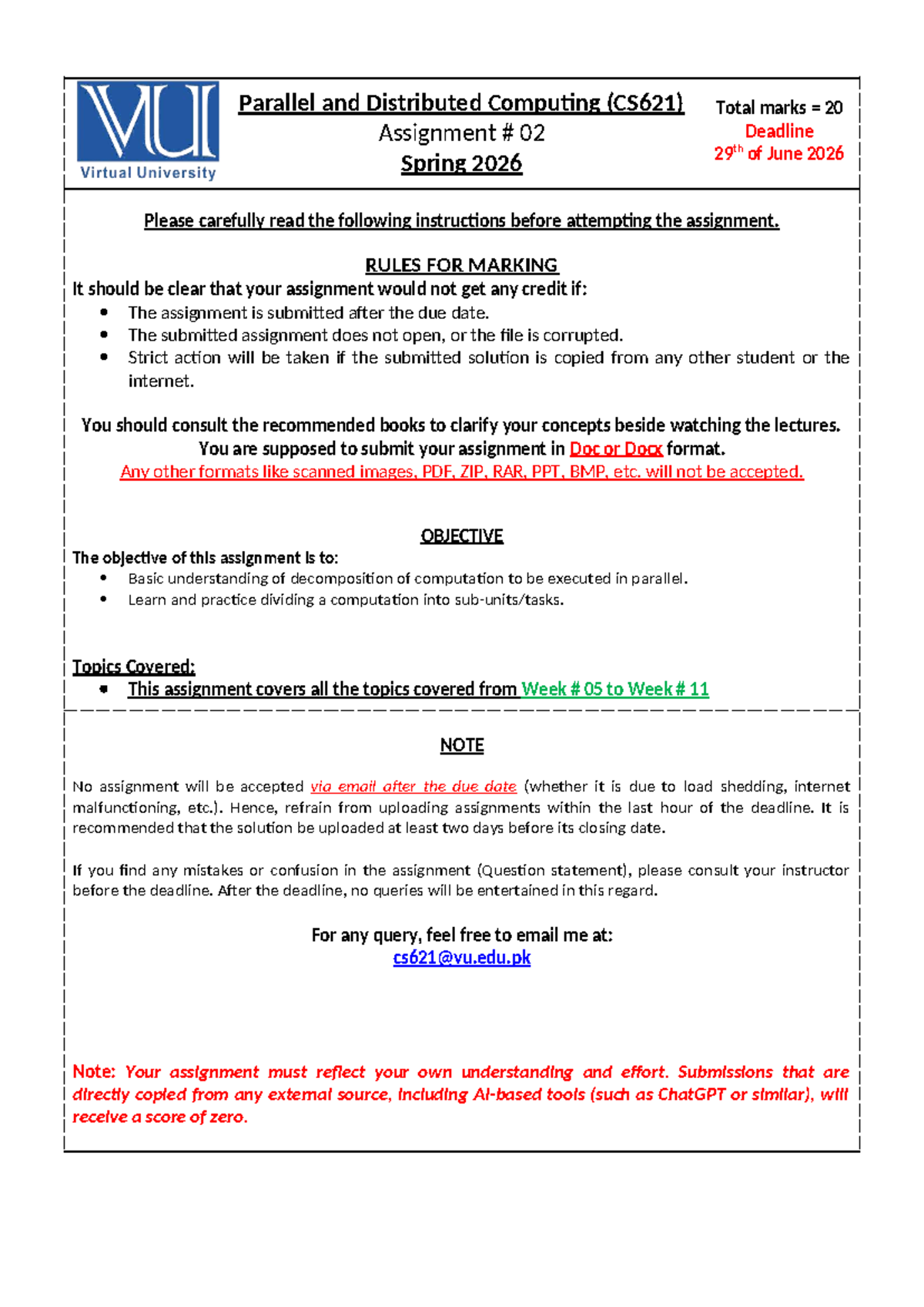 CS621 Parallel and Distributed Computing Assignment 02 Guidelines - Studocu