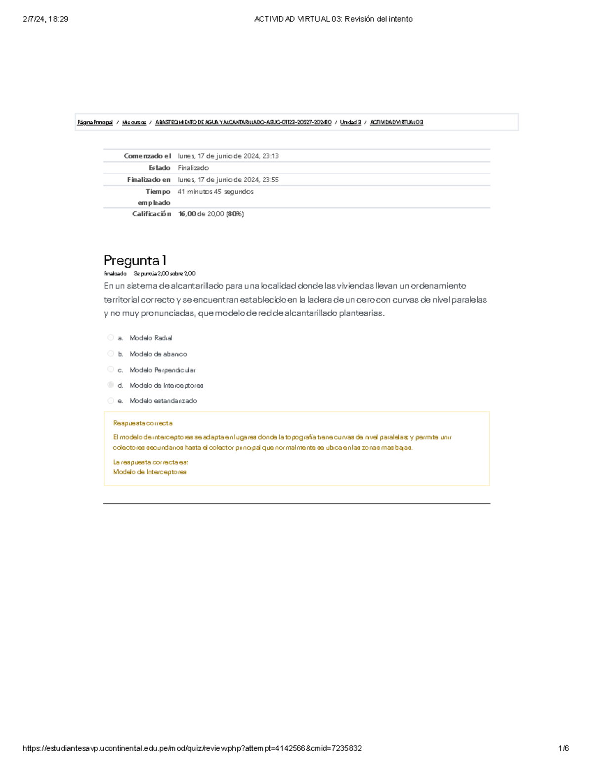 Actividad Virtual 03: Revisión y Evaluación - ABASTECIMIENTO DE AGUA Y ALCANTARILLADO-ASUC-01123 - Document Preview