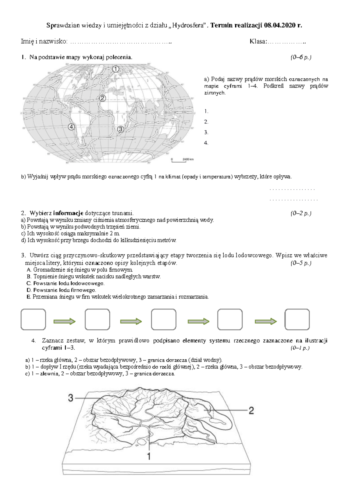 Sprawdzian Z Geografii Hydrosfera Static