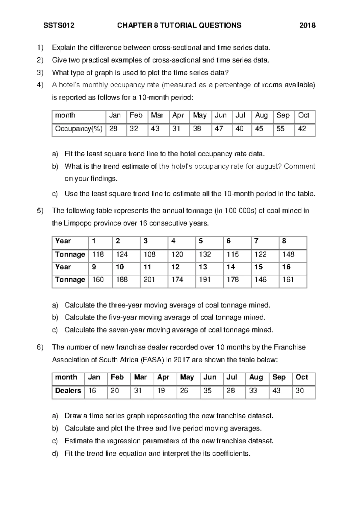 SSTA082 Statistical Inference Exam 2019 Practice Paper - Studocu
