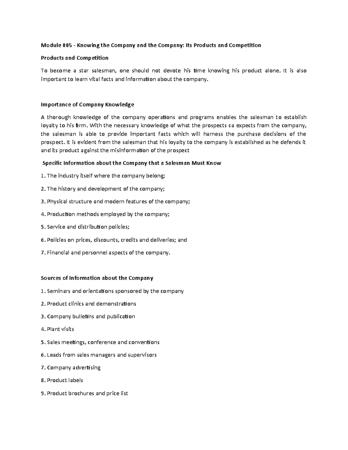 Module 006 - Lecture Notes on Prospects, Pricing, and Sales Tactics ...