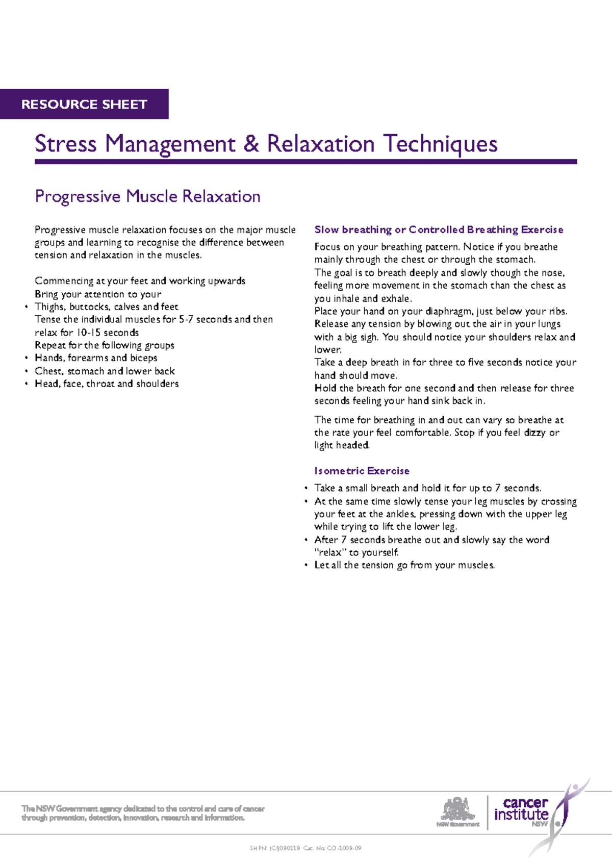 Photo inspiration: Resource Relaxation Techniques Download Reference: Nswog Resource Sheet Stress Management Relaxation Techniques