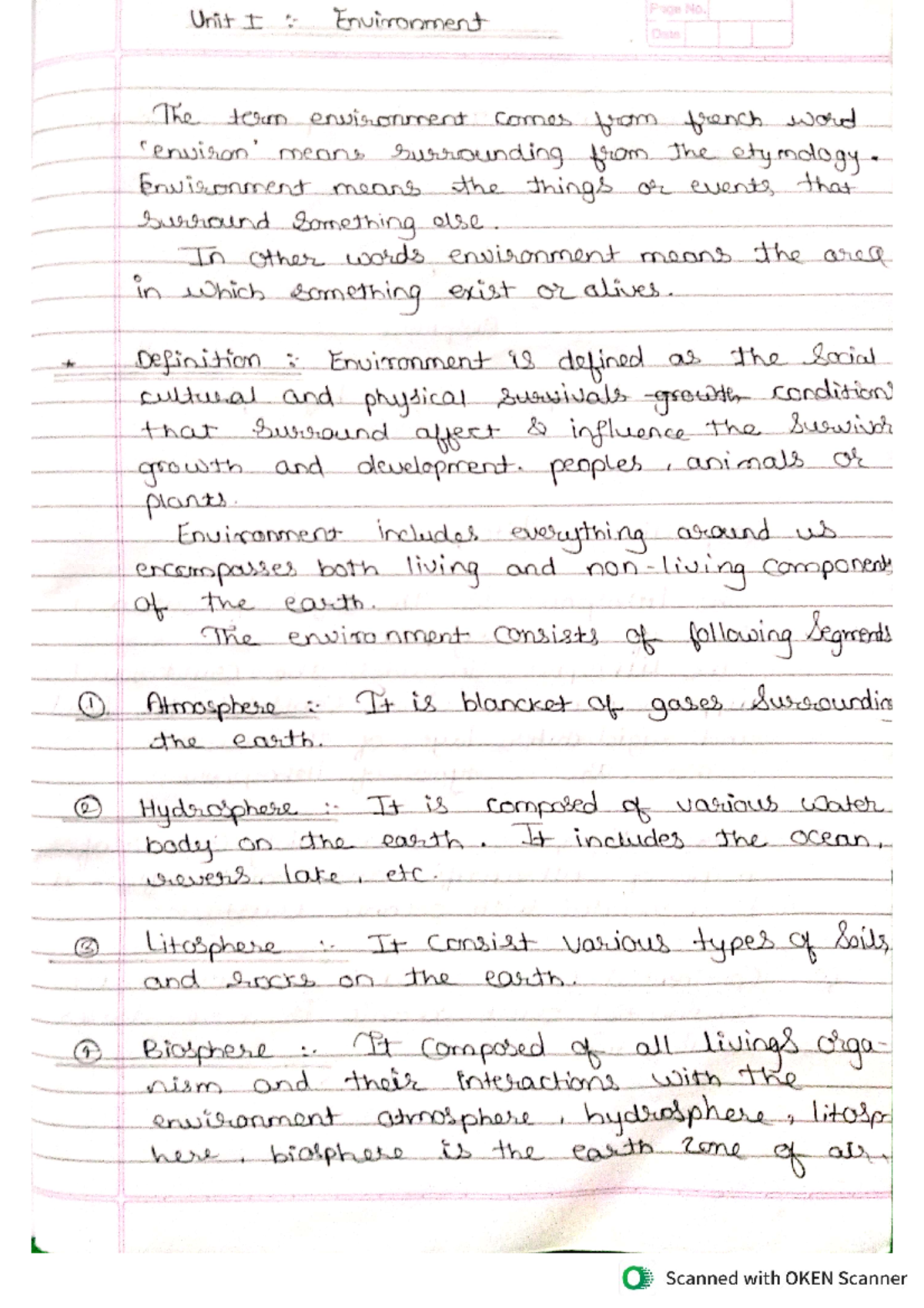 EVS 101 - Environment Notes & Key Concepts for Assignment - Studocu