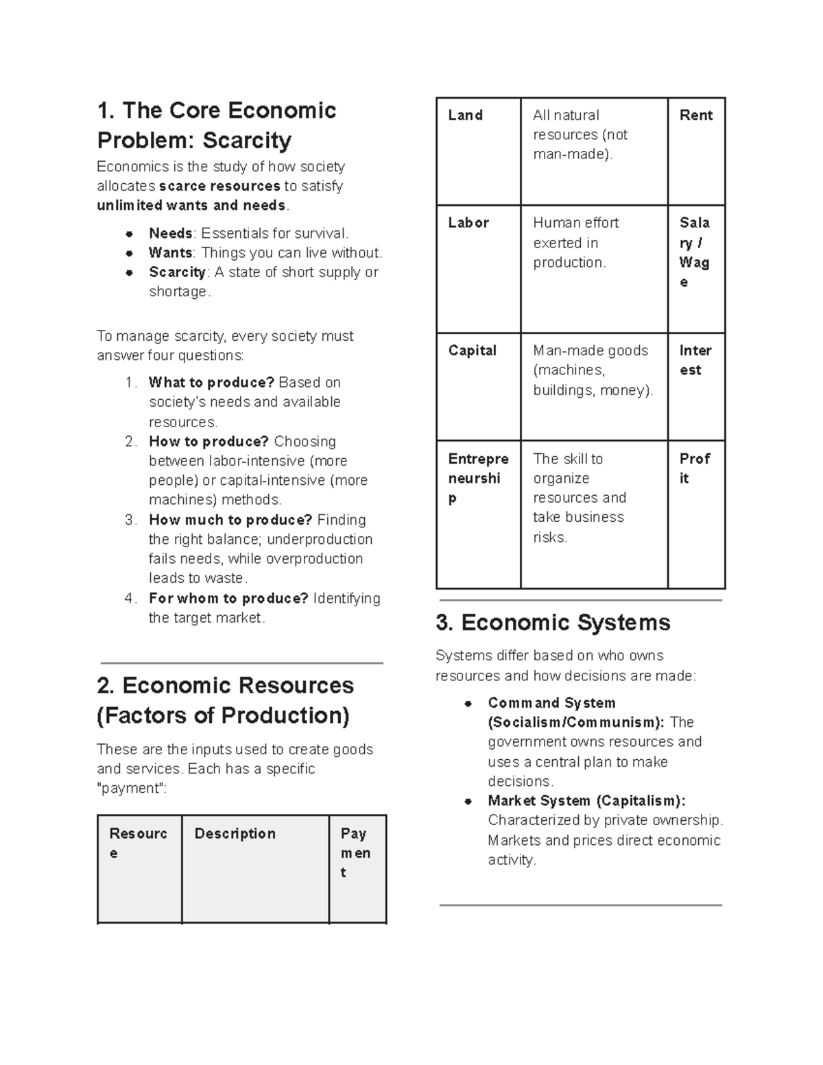 Basmic Reviewer: Understanding the Core Economic Problem and Resources ...