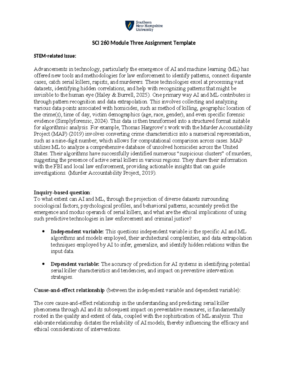SCI 260 Module 3 Assignment: AI & ML in Forensic Investigations - Studocu