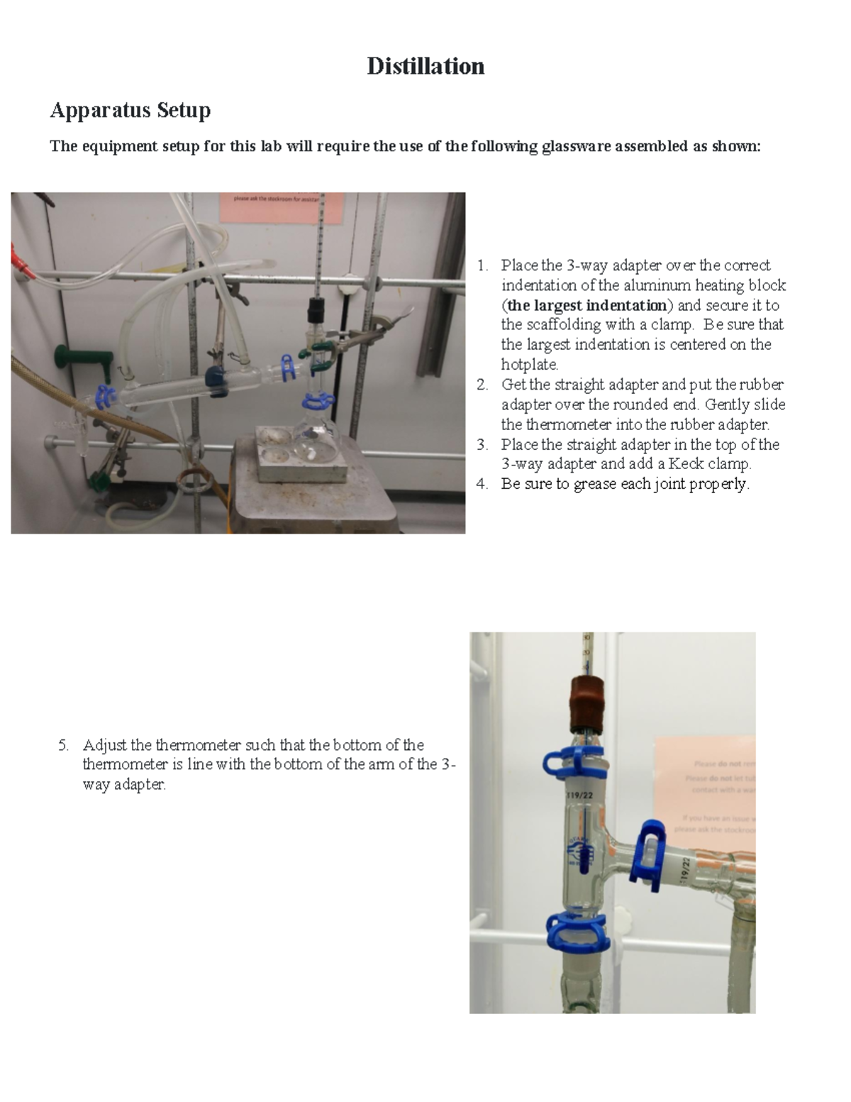 Distillation Apparatus Setup: Printable Lab Procedure Guide - Studocu