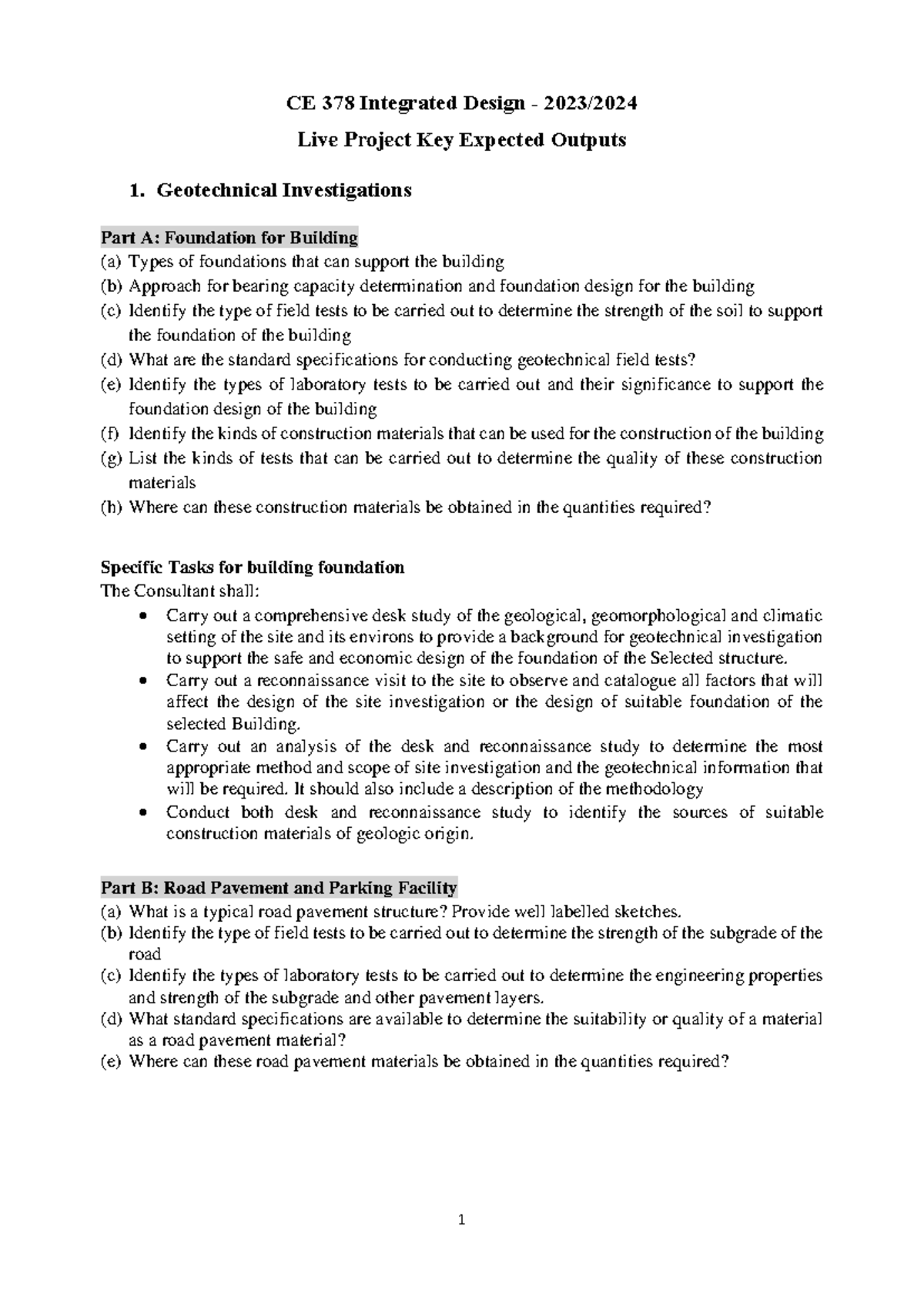 CE 378 Integrated Design Project Outputs 2024 - CE 378 Integrated ...