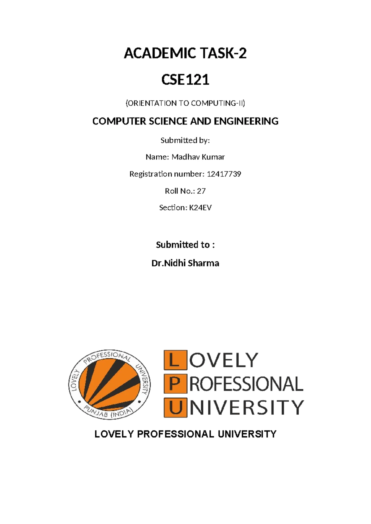 CSE121 profile creation project report for computer science engineering ...