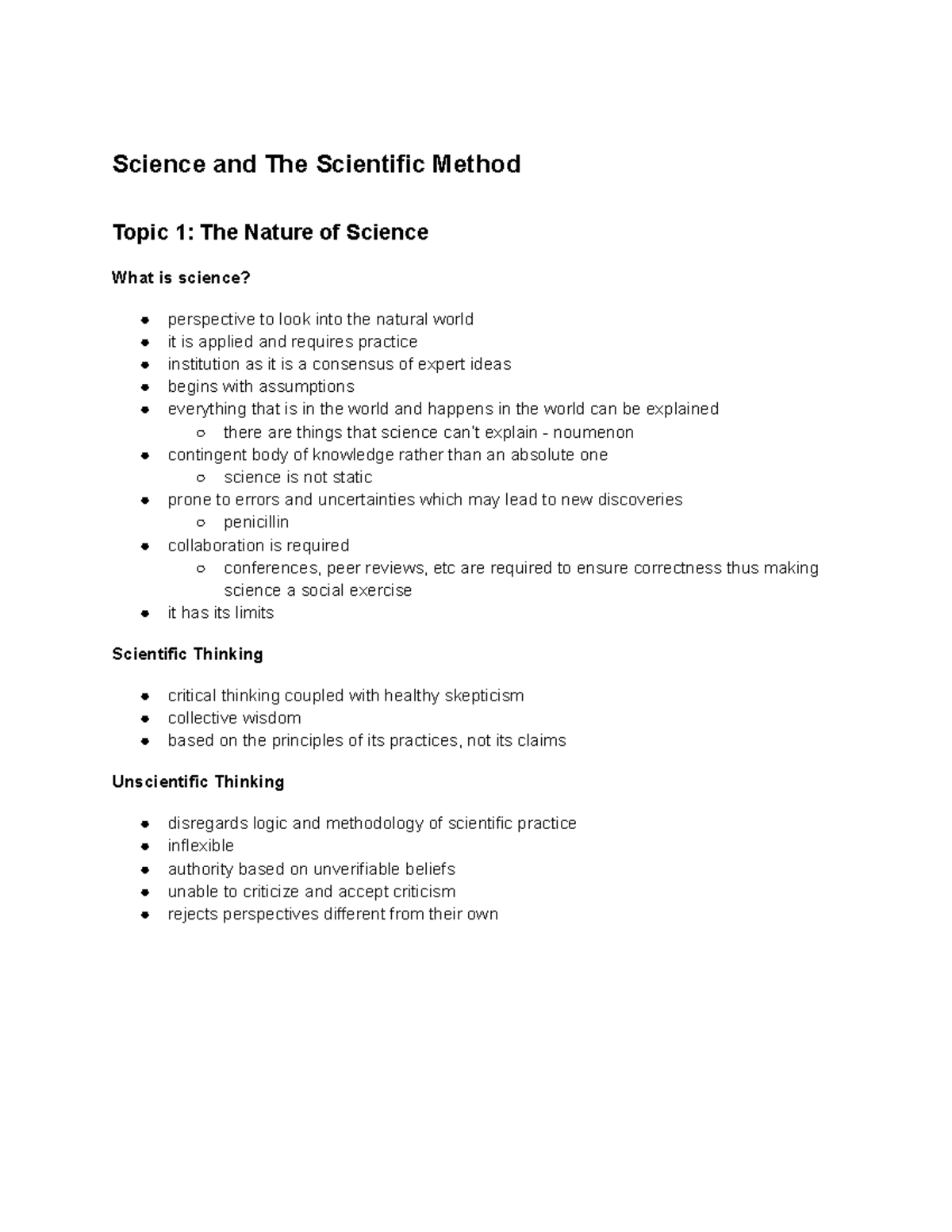 1.1 Science and the Scientific Method: Understanding Key Concepts - Studocu