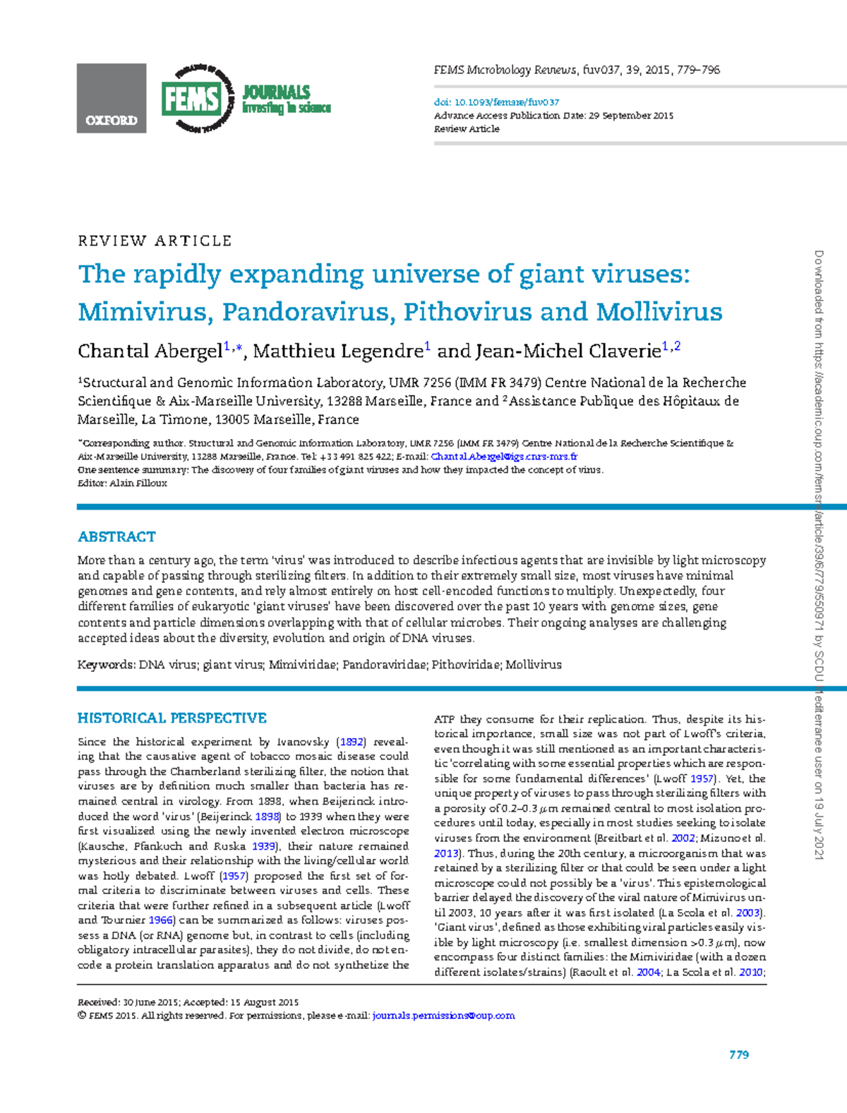 Giant Viruses in the Expanding Universe: Mimivirus, Pandoravirus ...