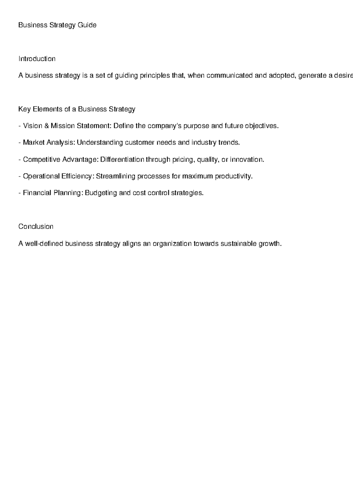Business Strategy Guide - Business Strategy Guide Introduction A ...