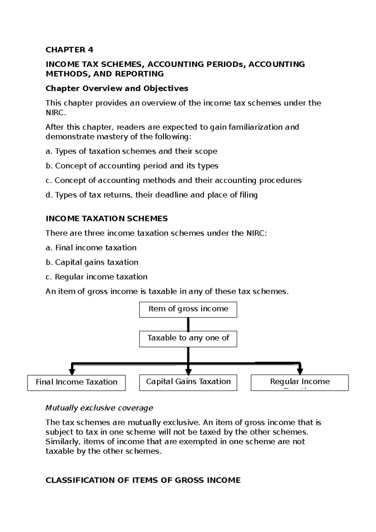 Chapter 4 - Income Tax Schemes and Accounting Methods Overview - Document Preview