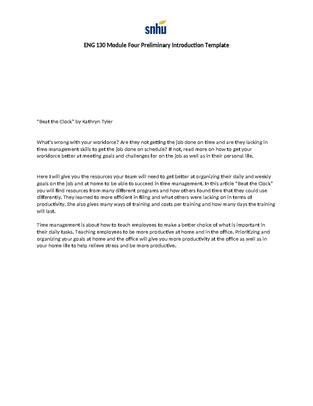 ENG-130-Q7850 Week 7 Final Project: Time Management Strategies - Studocu
