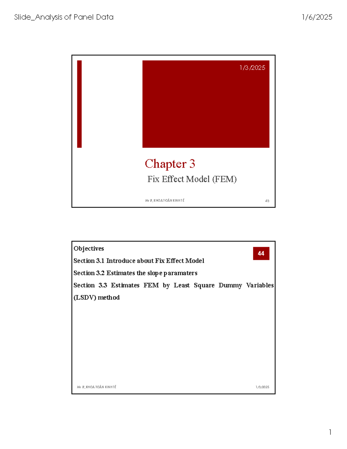 Slide Analysis of Panel Data: Chapter 3 - Fixed Effect Model (FEM ...