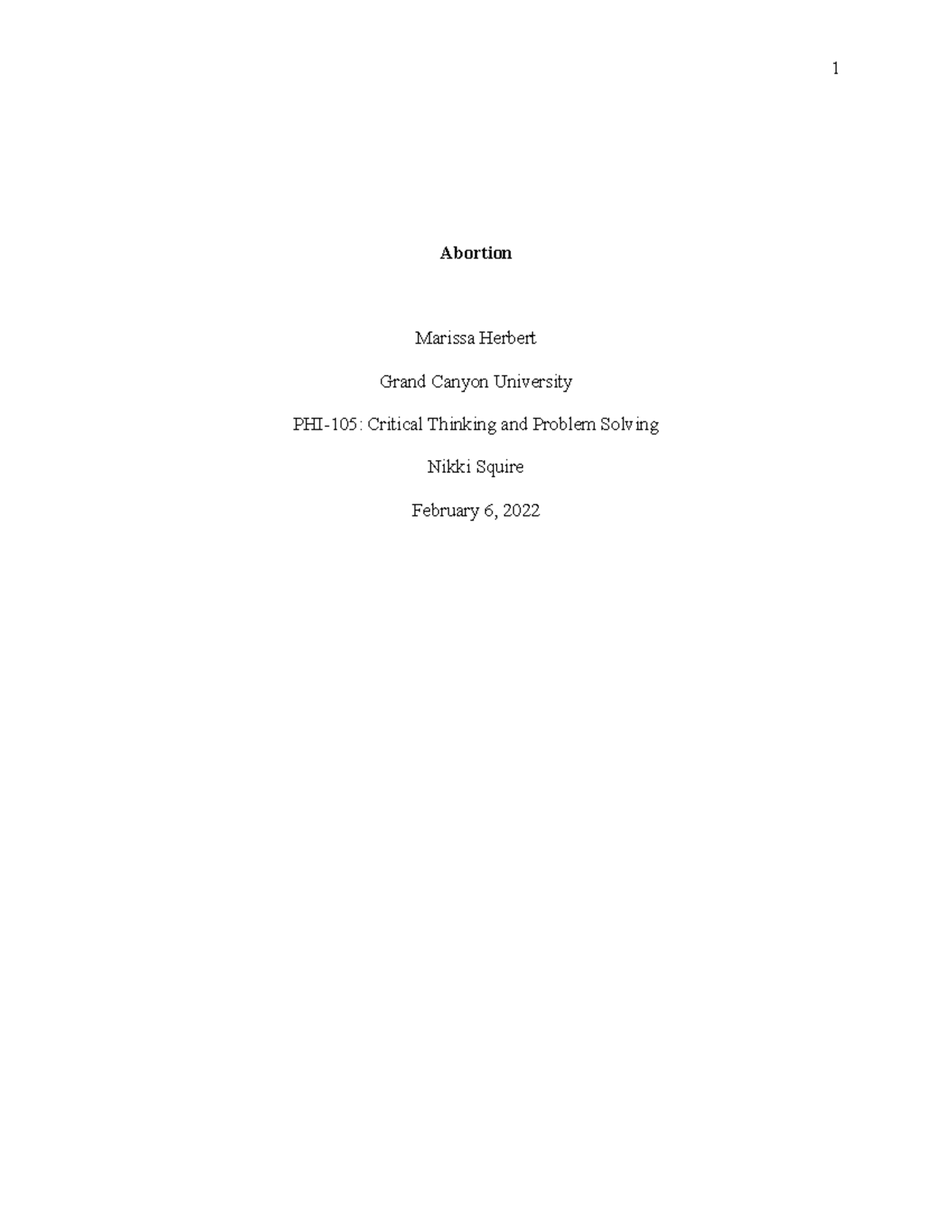 PHI-105: Persuasive Essay Draft on Abortion Ethics and Choices - Studocu