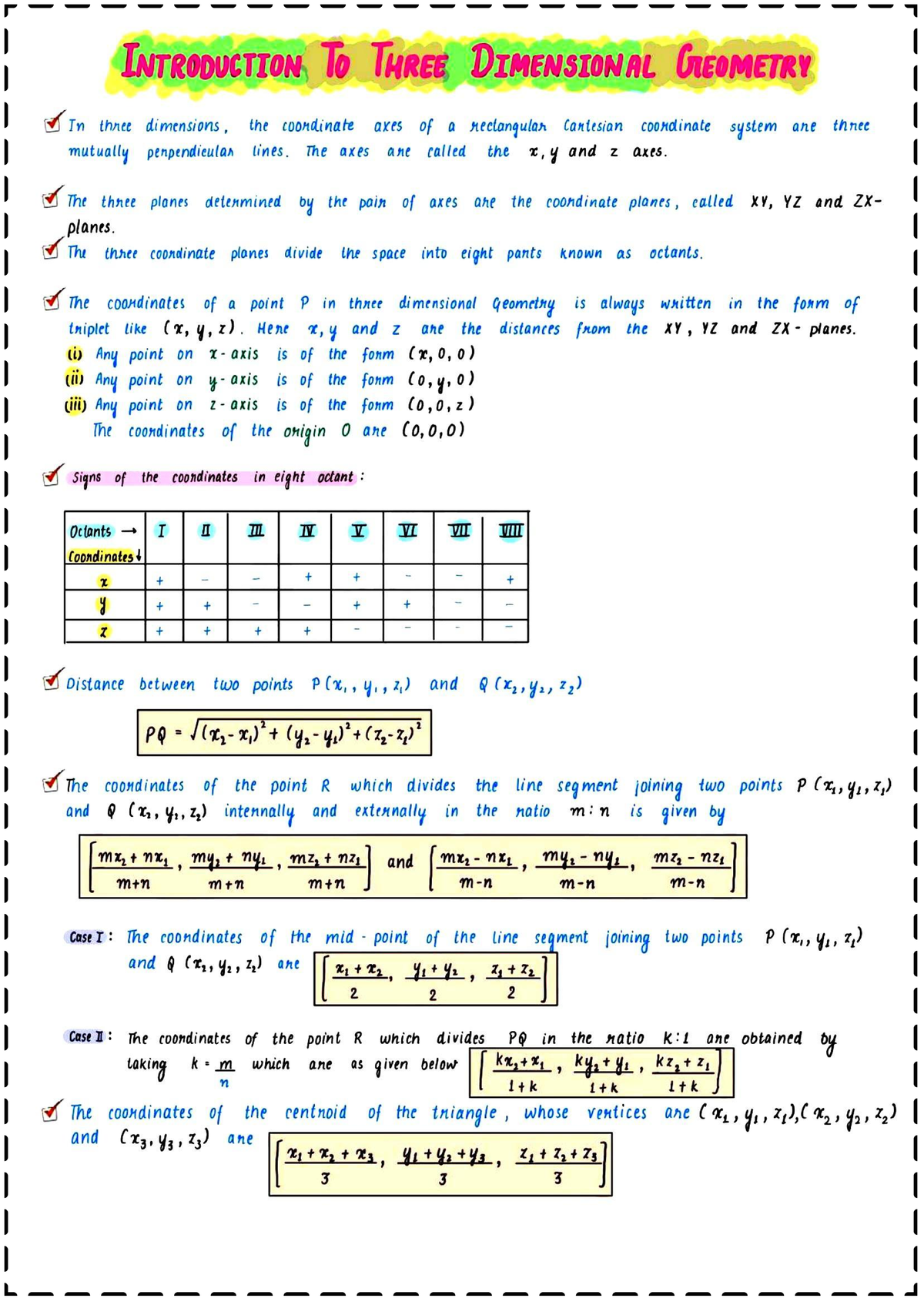Introduction to 3D Geometry Concepts and Coordinates - Studocu