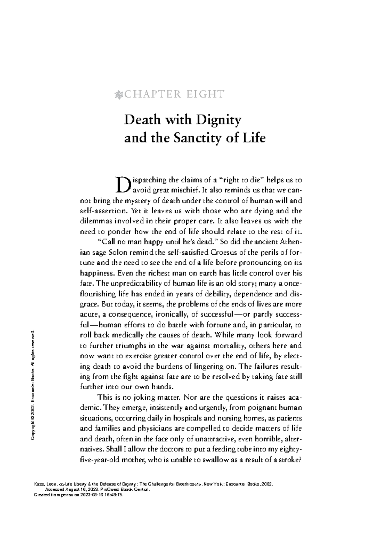 Death with Dignity: Balancing Autonomy and the Sanctity of Life in ...
