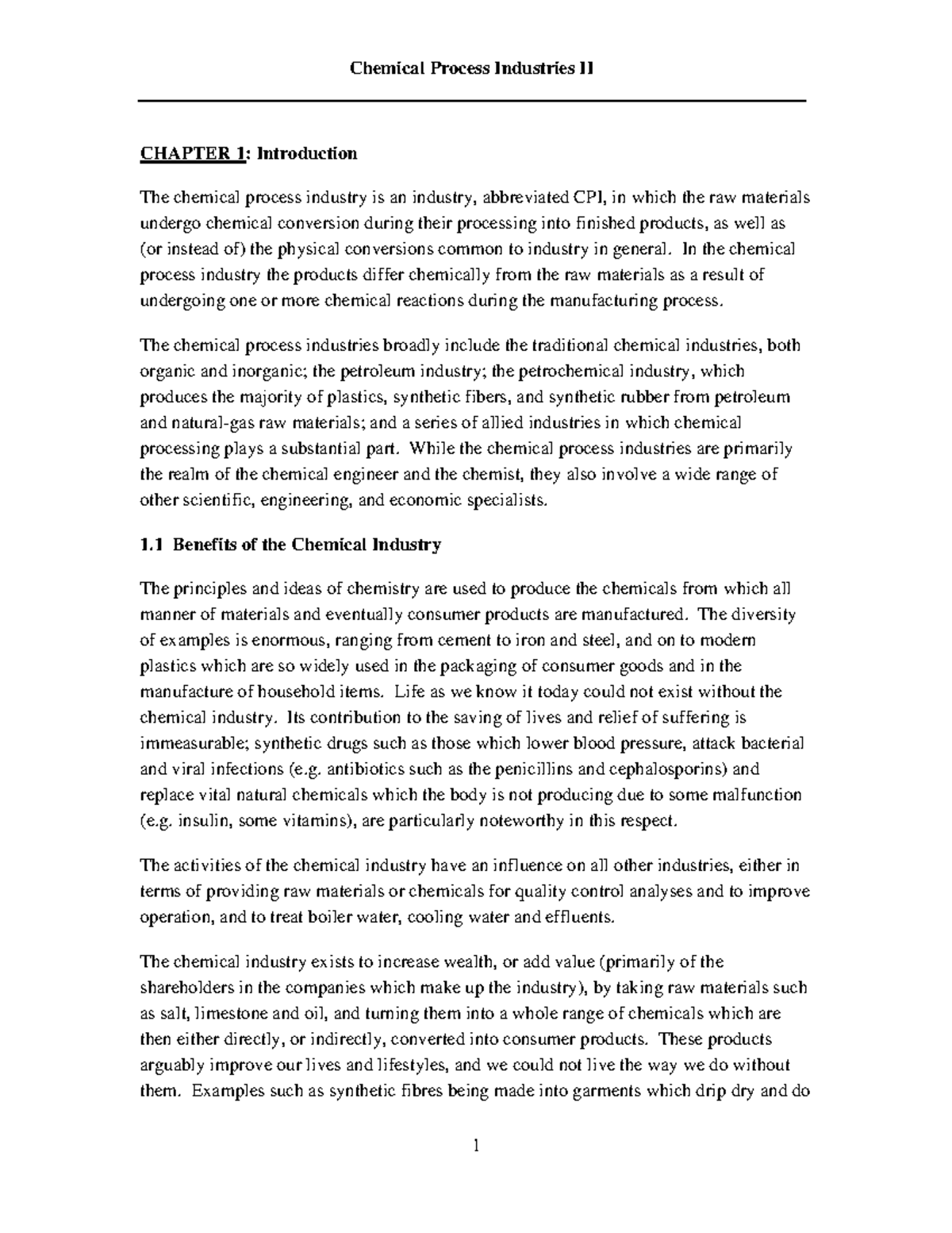 Chapter 1 - Introduction to the Chemical Process Industry - 2021 ...