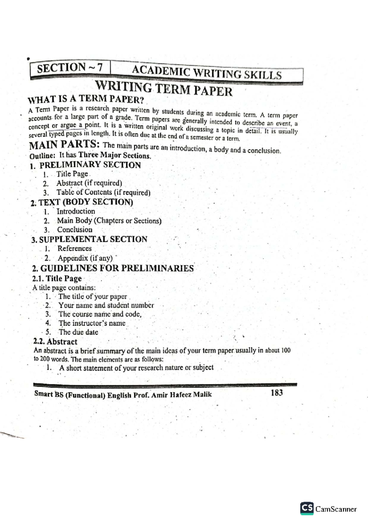 CS 183 Term Paper Writing Guidelines and Structure - Studocu