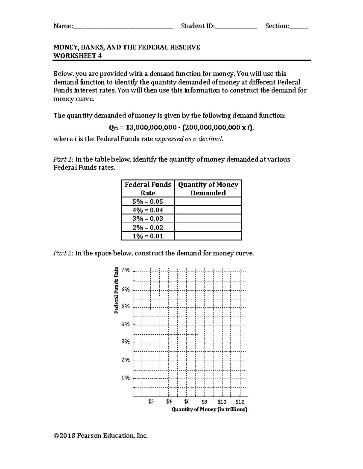 KTVM EX Demand for Money: Banks & Federal Reserve Worksheet 4 - Studocu